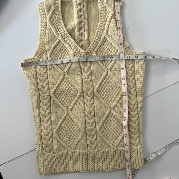 Handmade Knit V-Neck Pullover Sweater Vest Cream Yellow Sz XS / S - No‎ Labels - Picture 10 of 10